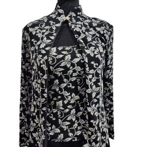 Vintage Xscape By Joanna Chen Blouse and Jacket Black / Silver Sparkly Women's S